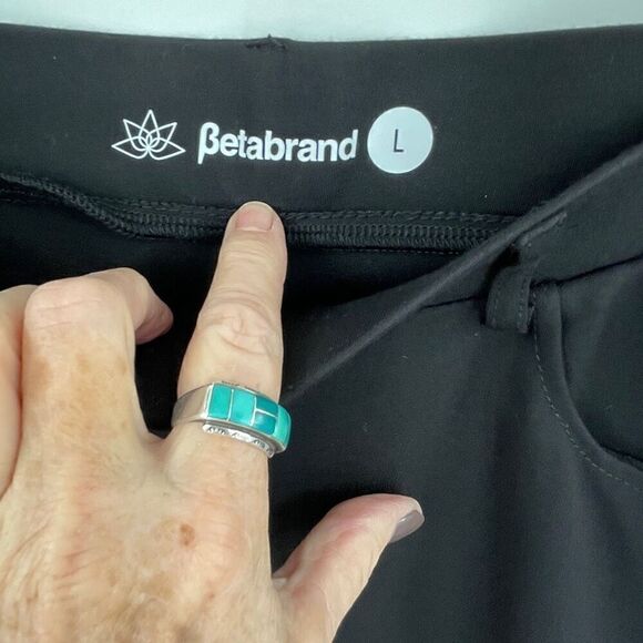 Betabrand Black Straight Leg Pull On Yoga Stretch Classic Dress Pants Large - Picture 3 of 6